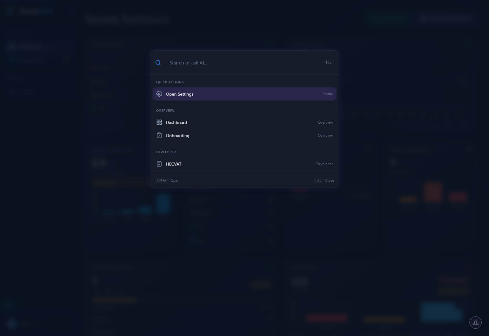 AI Copilot command palette with search
